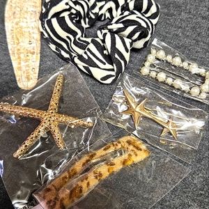 Hair Accessories | Scrunchie and Barrettes | Starfish Zebra Leopard Star Pearl